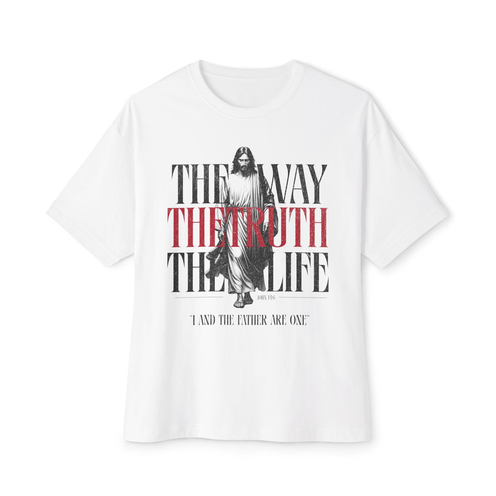 The Way, The Truth, The Life: White Unisex Oversized Tee